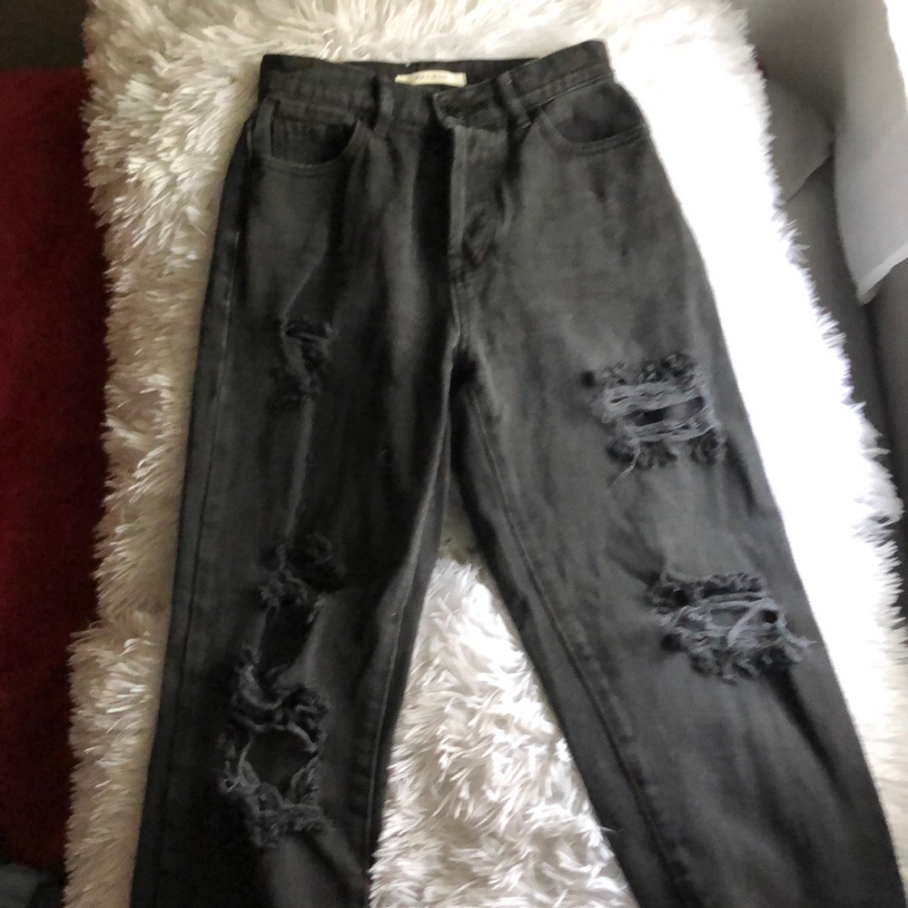 Black straight leg jeans
